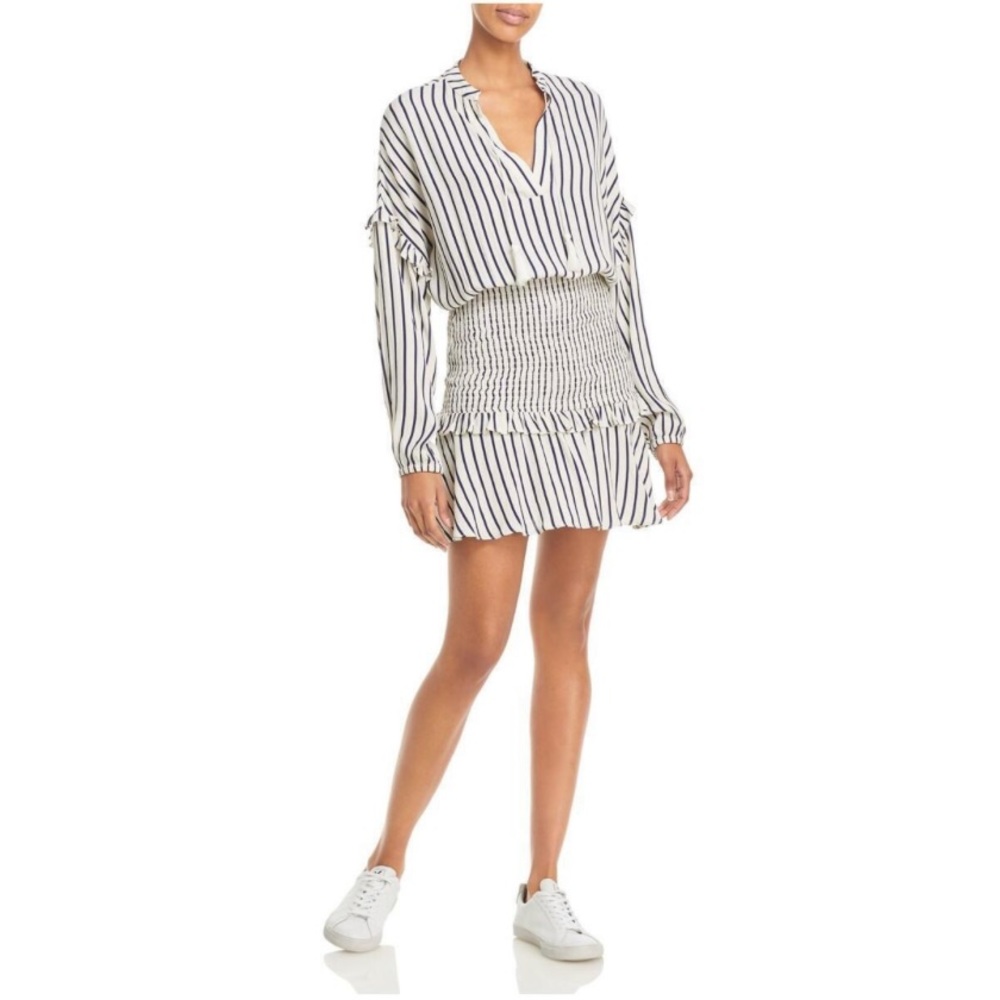 Aqua Cream and Navy Striped Mini Dress - Picture 2 of 11